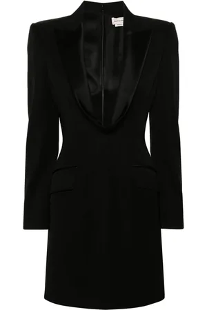 Alexander McQueen Kjole i uld med spidsrevers