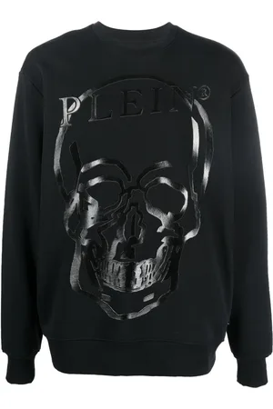 Philipp Plein Sweatshirt med rund hals og dødningehovedtryk