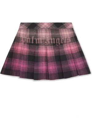 Palm Angels Plisseret nederdel i flannel med gradueret effekt