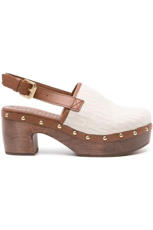 Moschino 75 mm slip on-sko i læder med logotryk