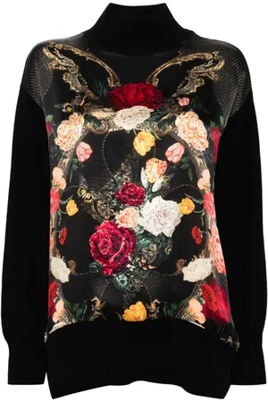 Camilla Strikket top med blomstertryk
