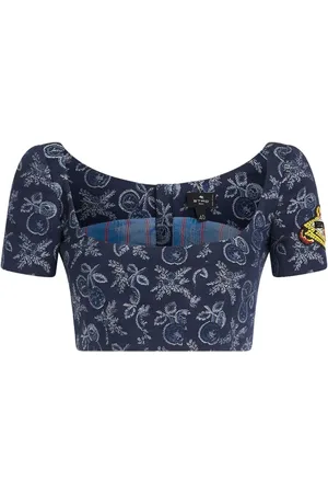 Etro Cropped blomstret jacquard-top