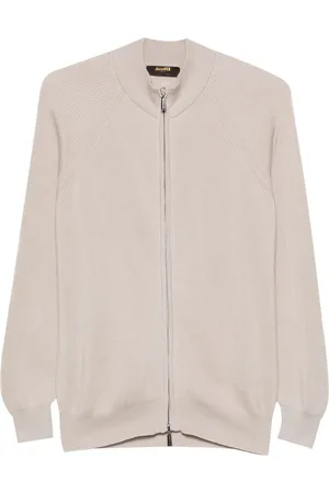 MOORER Ribbet sweatshirt med lynlås