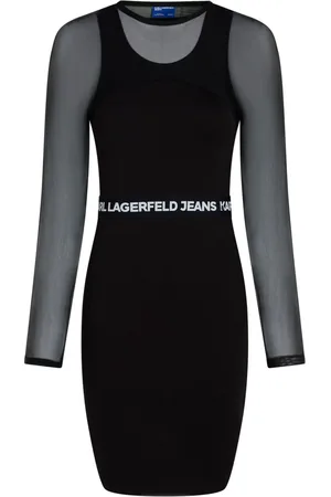 Karl Lagerfeld Kort kjole i mesh med logo-taljebånd
