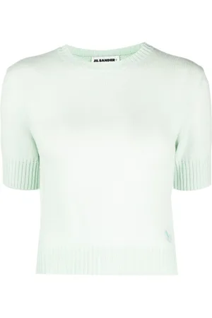 Jil Sander Kortærmet strikket top med rund hals