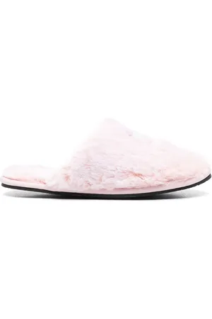 Calvin Klein Slippers med logo-applikation og imiteret pels