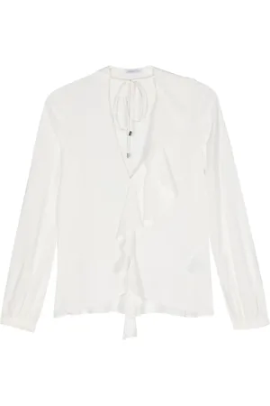 Patrizia Pepe Bluse i crepe med flæsedetalje