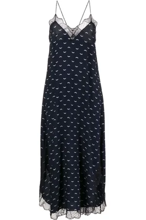 Zadig & Voltaire Slip-kjole i silke med blondekant