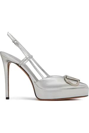 VALENTINO GARAVANI Metalliske pumps i læder med Vlogo