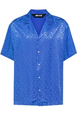 Roberto Cavalli Bowling-skjorte med jacquard-logo