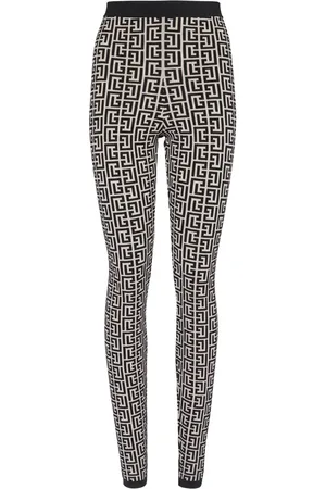 Balmain Leggings med høj talje og monogramtryk