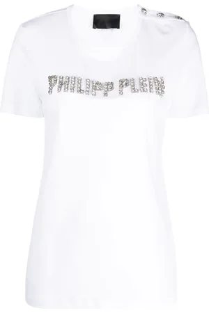 Philipp Plein Kortærmet T-shirt med logoudsmykning og rund hals