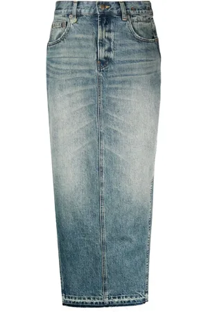 R13 Denimnederdel med slids i siden