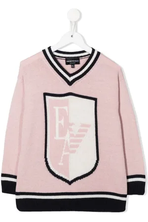 Emporio Armani Intarsiastrikket varsity-trøje med logo