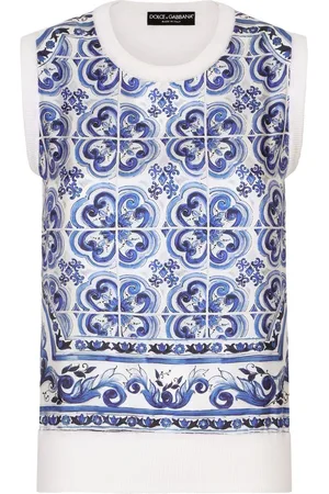 Dolce & Gabbana Silketrøje med Majolica-tryk