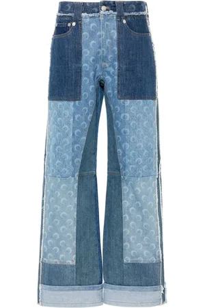 Marine Serre Jeans med lige ben og patchwork