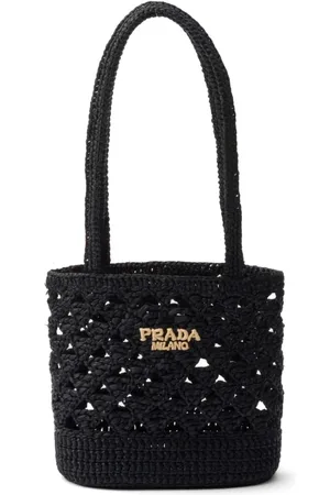 Prada Hæklet tote med broderet logo