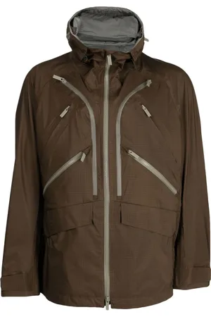WHITE MOUNTAINEERING Skotskternet jakke med hætte og lynlås