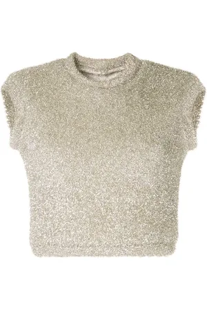 Bambah Strikket cropped top med metallisk effekt