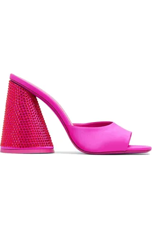 The Attico Krystaludsmykkede Luz 105mm mules i satin