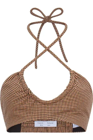 Proenza Schouler Gingham-ternet bh-top med halterneck