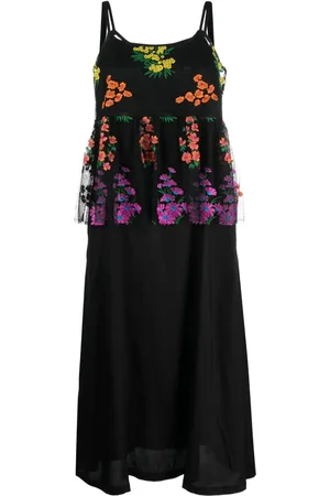 Comme des Garçons Taffeta slip-kjole med tylbroderi