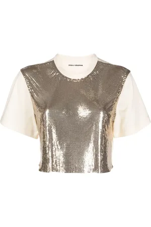 Paco rabanne Cropped T-shirt med chainmail-panel