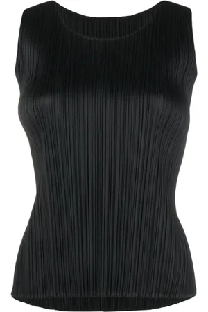 PLEATS PLEASE ISSEY MIYAKE Plisseret vest med rund hals