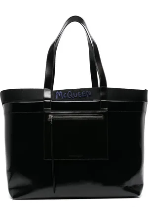 Alexander McQueen Tote med logo-indgravering og lakeret finish