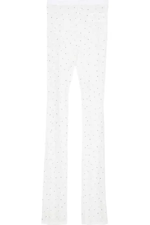 Alessandra Rich Semi-gennemsigtige leggings med blomstrede blonder