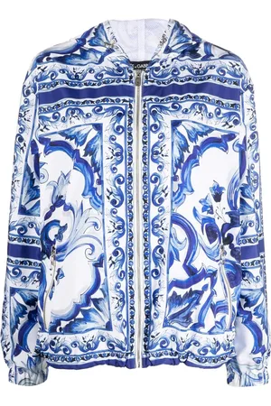 Dolce & Gabbana Vindjakke med hætte og Majolica-tryk