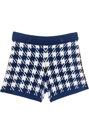 FLEUR DU MAL Houndstooth-intarsiastrikkede shorts