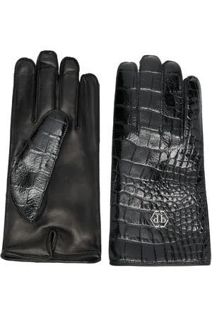 Philipp Plein Læderhandsker med krokodilleskindseffekt