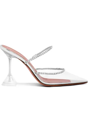 Amina Muaddi Transparente Gilda 95mm pumps med krystaludsmykning