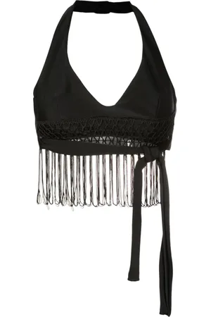 AMIR SLAMA Top med halterneck og macramé-kant