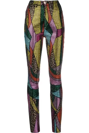 Philipp Plein Denimleggings med regnbuefarvet patchwork