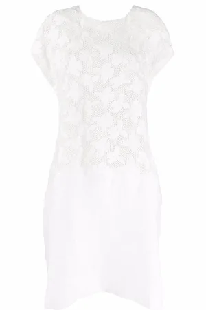 Comme des Garçons T-shirt-kjole i mesh med blomsterbroderi