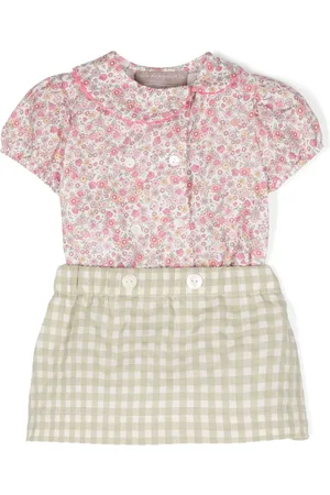 LA STUPENDERIA Blomstret gingham-nederdel-sæt
