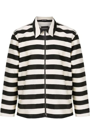 Emporio Armani Stribet skjortejakke med lynlås