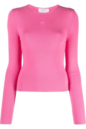 Marine Serre Ribstrikket top med broderet logo