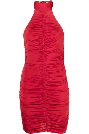 Noire Swimwear Kort ruchet kjole med halterneck