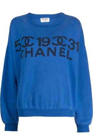 CHANEL 1990-2000 sweatshirt med rund hals og logotryk
