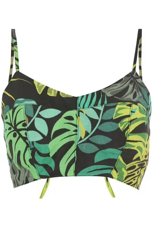 AMIR SLAMA Cropped top med tropisk tryk