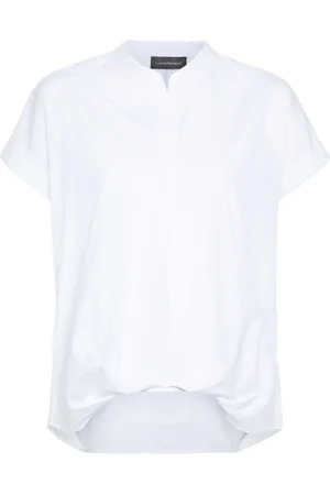 LORENA ANTONIAZZI Bluse i poplin med samledetalje