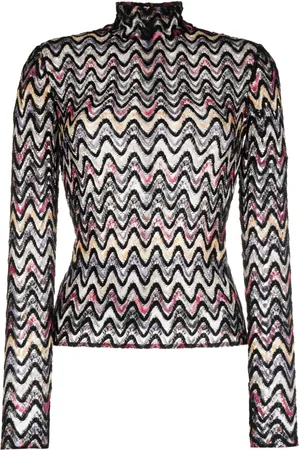 Missoni Top med høj hals og zigzag-vævet design