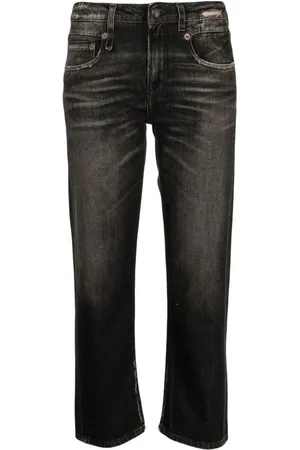 R13 Cropped jeans med slitageeffekt