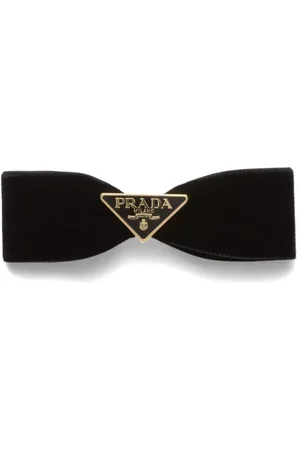 Prada Hårspænde i velour med trekantet logo