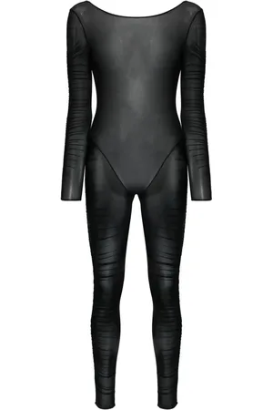 MAISON CLOSE Semi-gennemsigtig draperet catsuit