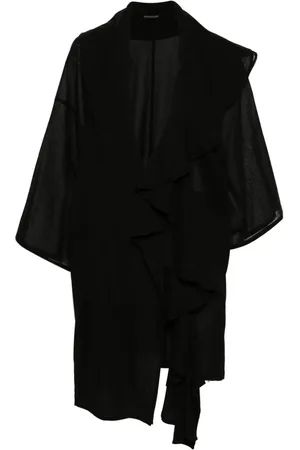 YOHJI YAMAMOTO Mellemlang tekstureret frakke med drapering
