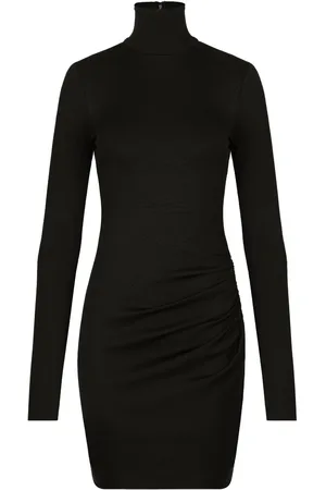 Dolce & Gabbana Kort kjole med høj hals og flæsedetalje